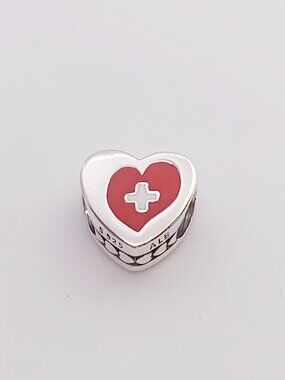 Pandora Sterling Silver Switzerland Flag Heart Charm